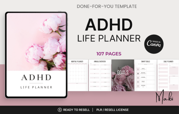 Download ADHD Life Planner, Canva Template - Premium Resources