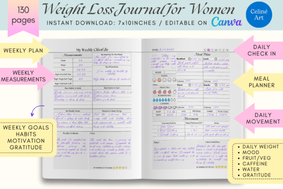 Download Weight Loss Journal for Women Canva KDP - Premium Resources